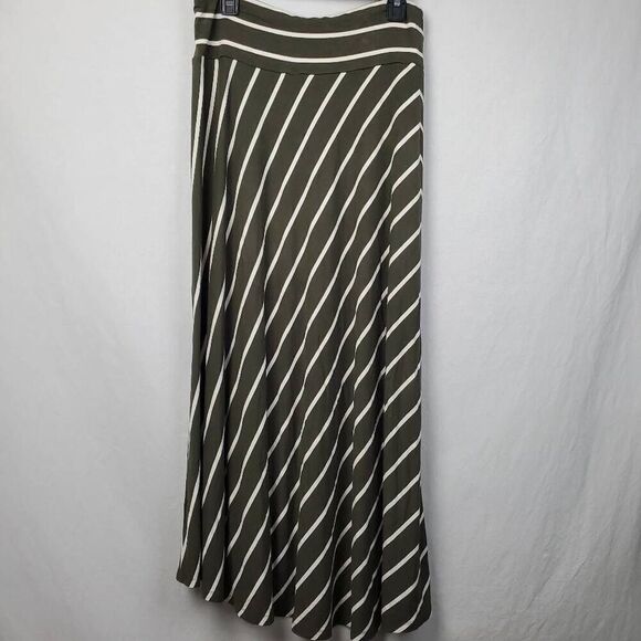 Christopher & Banks Large Green Stripe Maxi Skirt - Picture 3 of 6